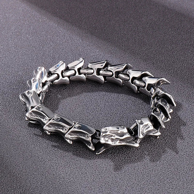 REBEL Punk Jewelry Stainless Steel Fashion Bracelets Bangles Grotesque Links Bracelet for Men
