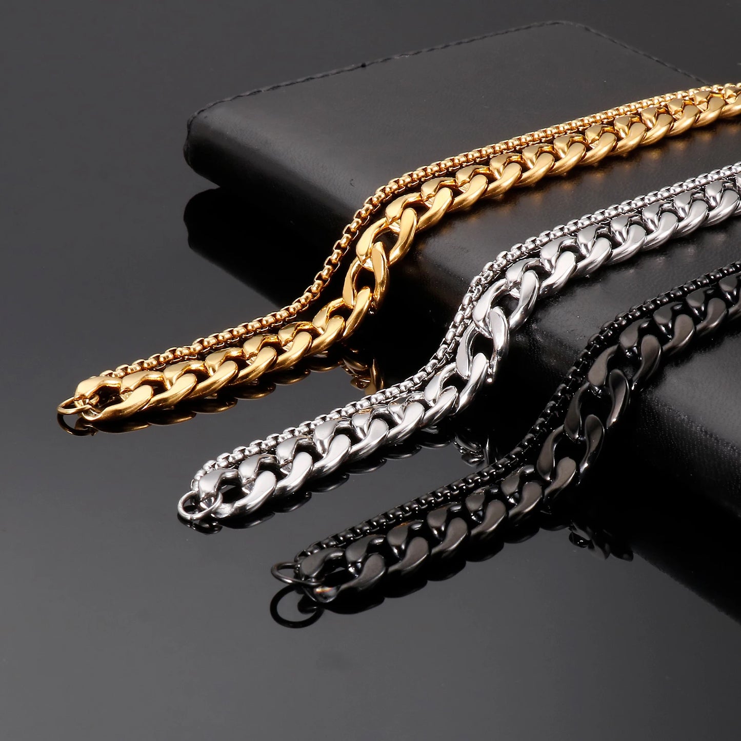 KALEN Simple Atmospheric Double Chain Bracelet Men