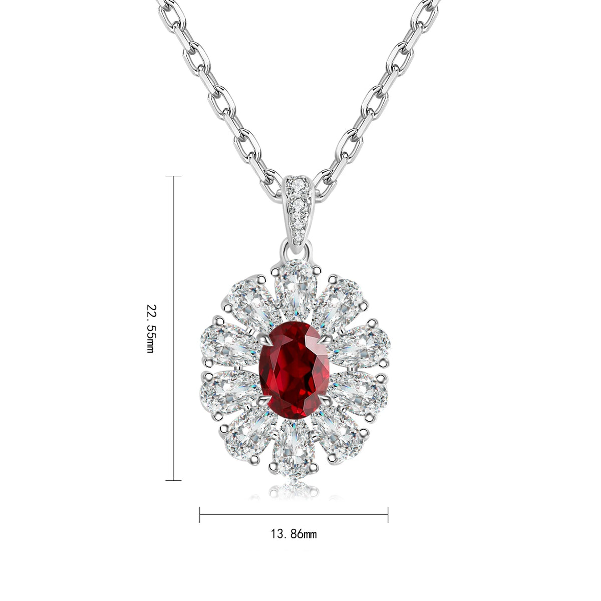 Gemfiori Anster 925 Sterling Silver High-quality Cultivated Ruby Necklace - Suitable for Parties or As a Gift