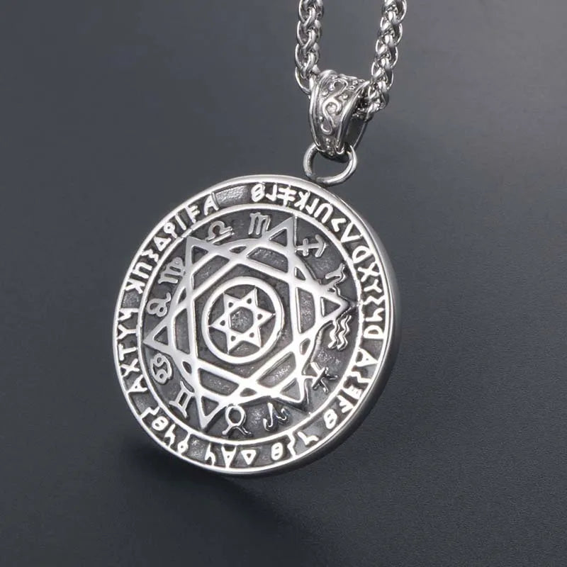 Viking Hexagram Pendant Necklace – Stainless Steel | Unisex Hip-Hop Chain