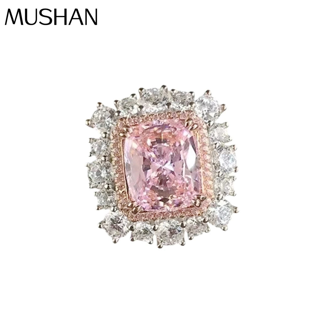 MuShan Jewelry Factory 2026 New Fat Square 10*12 Cross Border Versatile Color Blocking Design 925 Silver Women Ring