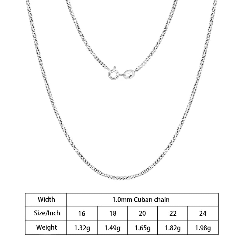 S&S 925 Sterling Silver Diamond Cut Cuban Chain Necklace | 10 Widths × 5 Lengths