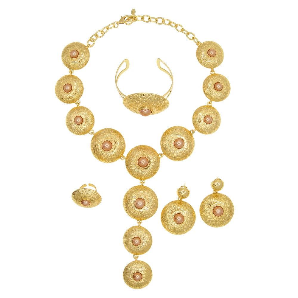 Zhuerrui Italian Gold Plated Jewelry Sets High Quality Brazilian Gold Jewelry Set Necklace Bracelet Chain Jewelry Set H00507