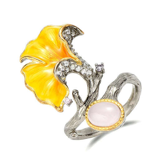 925 Sterling Silver Luxury Flower Zircon Trendy Jewelry Rings Women