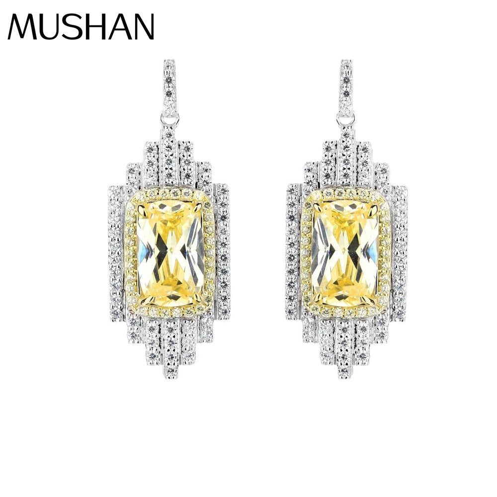 MUSHAN Jewelry Factory Silver Stud Earrings Electroplated White Gold and Set With High Carbon Diamond Jewelry