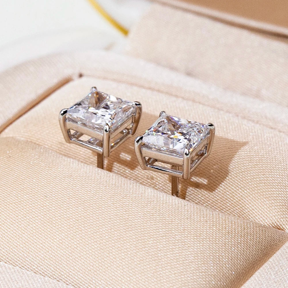 Gemfiori MSE-881 18K Solid Gold With 1ct Loose Lab Grown Diamond Princess Cut Solitaire Earring Hop Sale Gold Gemfiori Price