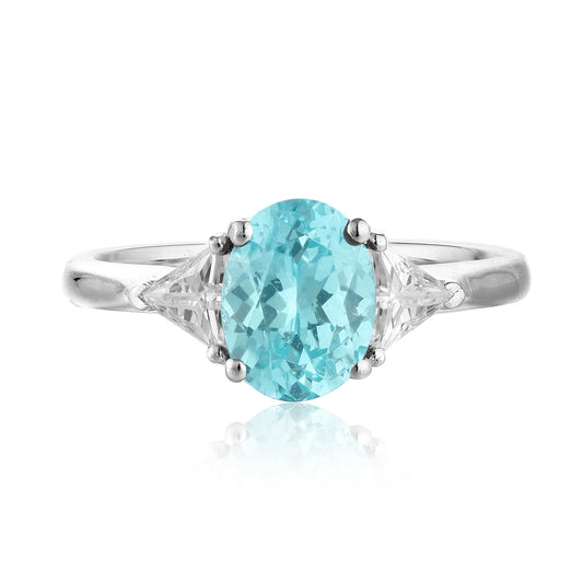 Gemfiori Lab Created Paraiba Ring 925 Sterling Silver Fine Jewelry Suitable for All Occasions Daily Party Wear Custom Available