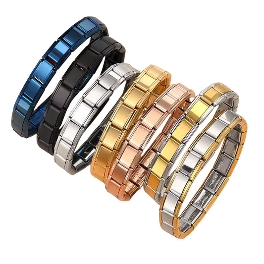 9mm Wide Simple Style Fashion Stainless Steel Bangle Elastic Link Chain High Quality Factory DIY Jewelry Italian Charm Bracelet