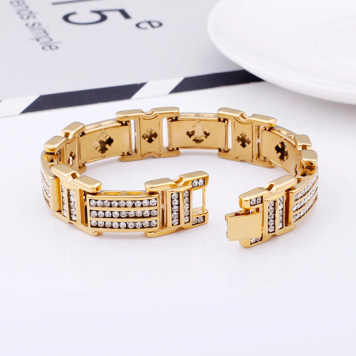 KALEN Personality Huxury Inlaid Zircon Gold-plating Men's Bracelet