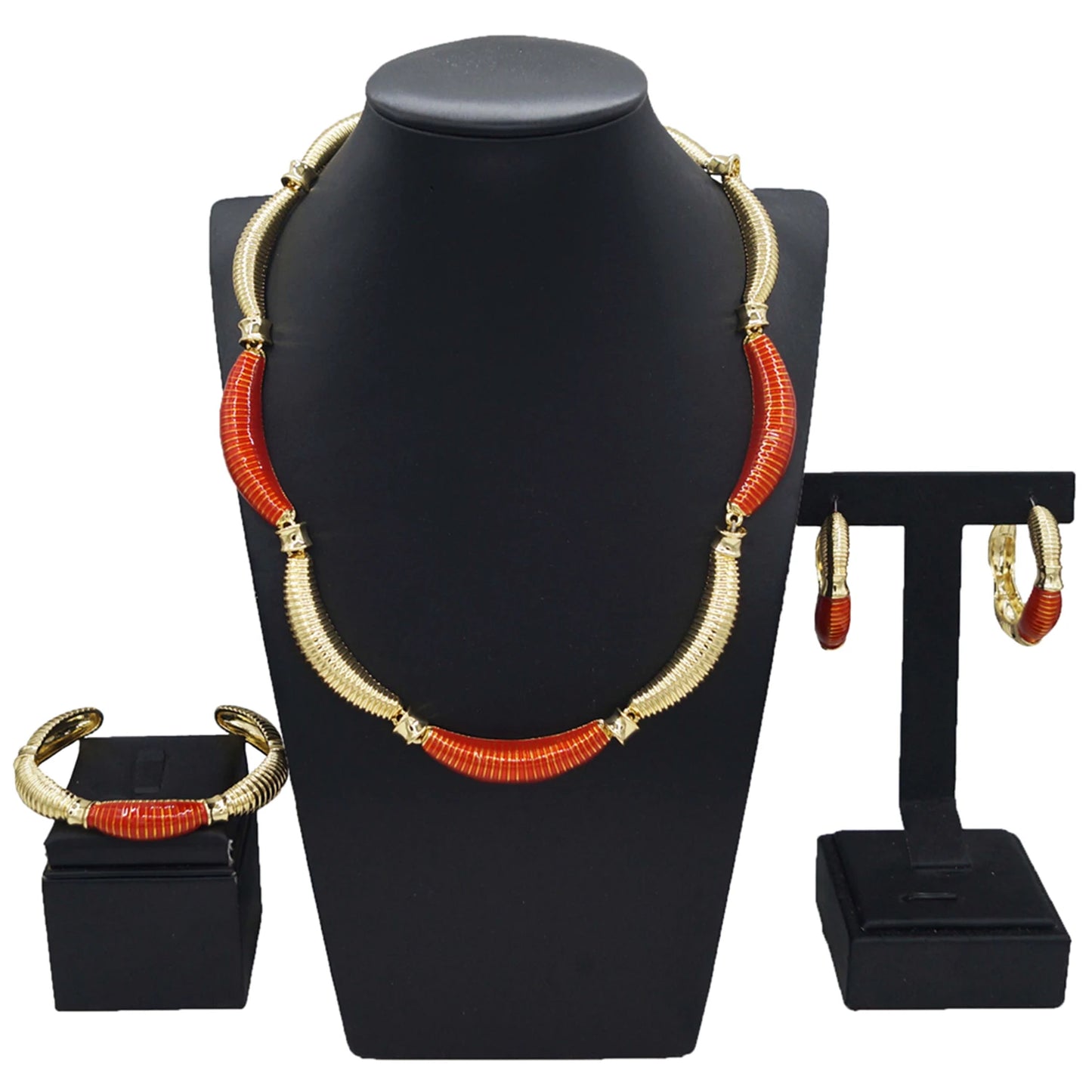 Zhuerrui Fashion Luxury Good Jewelry Sets Exquisite Red Necklace Ring Jewelry Set Factory Women's Festival Gifts HV004032