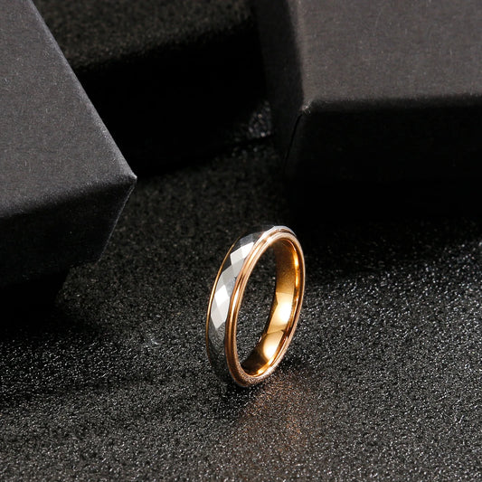 REBEL Geometric Tungsten Steel Gold-plated Ring, Diamond Shaped Non Fading Ring, Men's and Women's Personalized Fashion