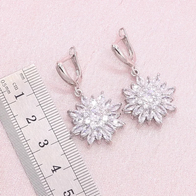 XOTICA Luxury White Zirconia Silver Wedding Set for Women Includes Necklace Earrings Ring Made Alloy-for Gifts Parties Engagements
