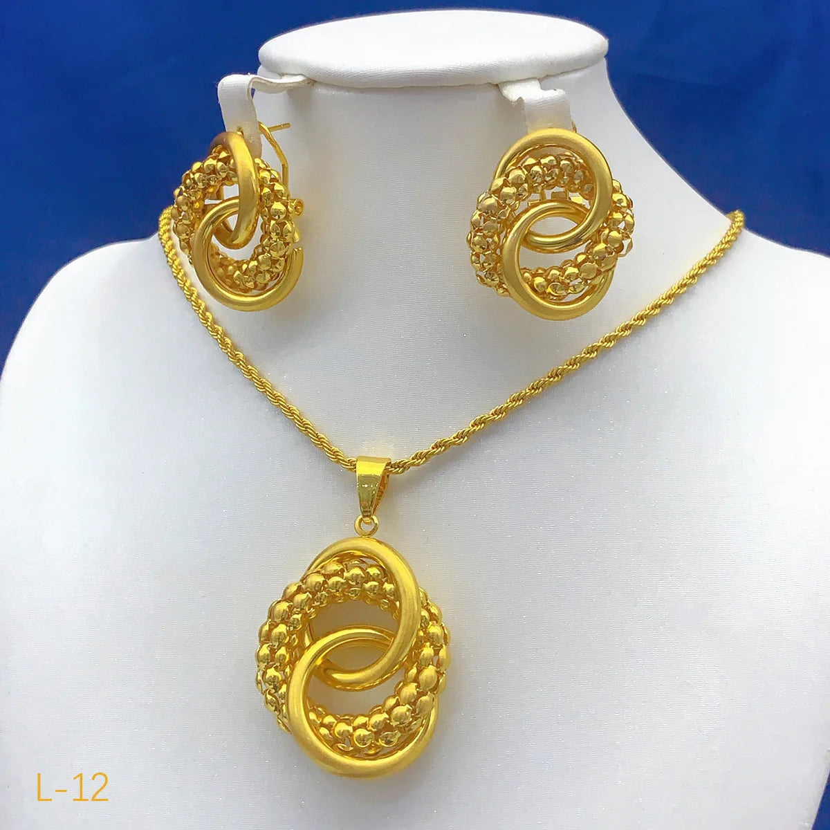 Dubai Bridal 24K Gold Plated Pendant Necklace & Earrings Set | Luxury Brass Jewellery | 15 Styles