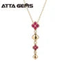 ATTA Luxury Clover Fine Jewelry Set in 925 Sterling Silver with Lab Created Sapphire Gold Plated Necklace Earrings Ring Set