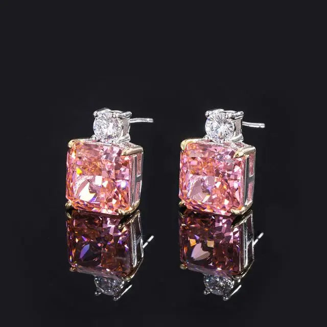 S&S Papalacha Pink CZ 925 Silver Jewellery Set | Rectangle Cut Necklace, Earrings & Ring | S&S Collection