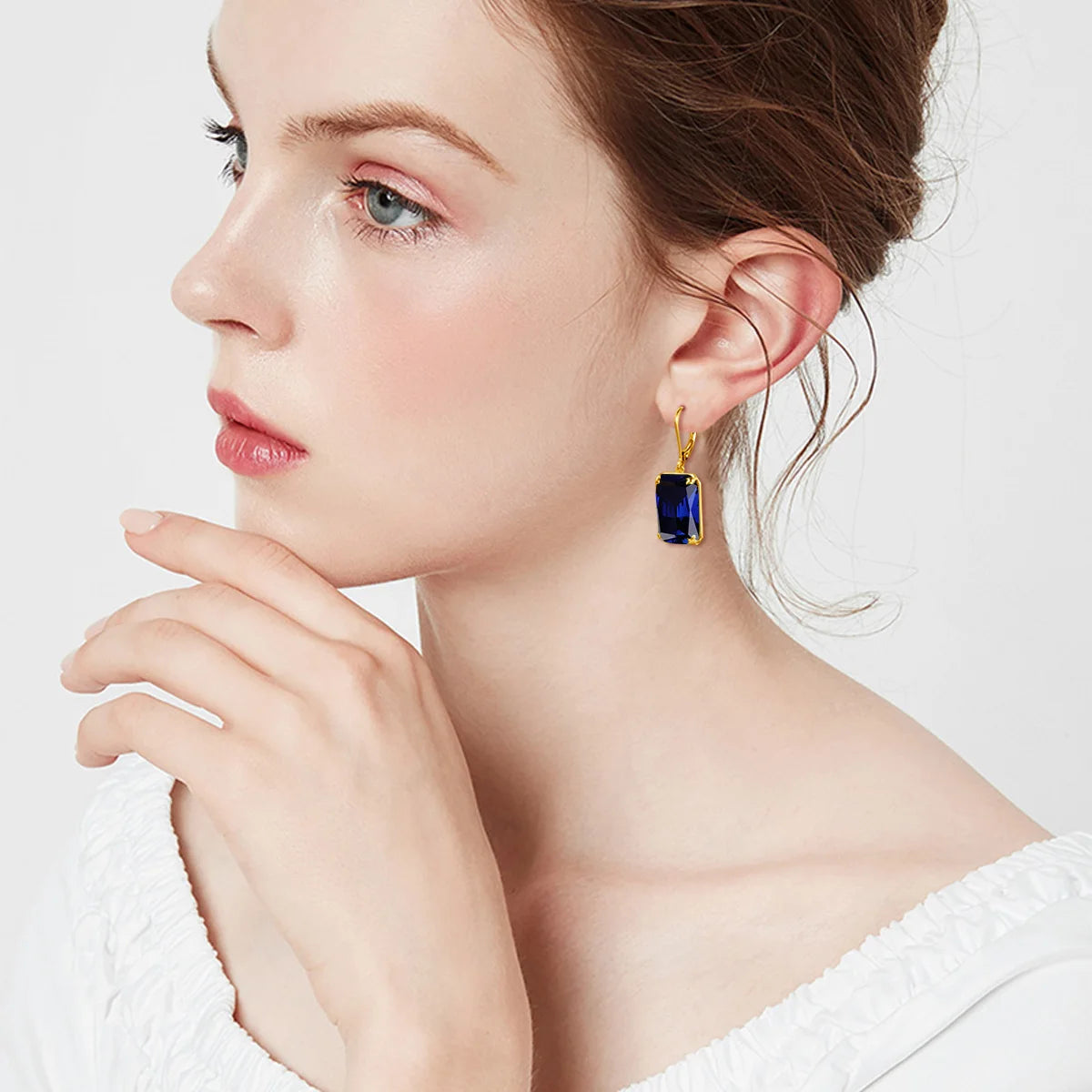 ArtistA Szjinao Women Sparkling Blue Sapphire Pendant Earrings Ring Set Real 925 Sterling Silver Gold Plated Luxury Jewelry Set
