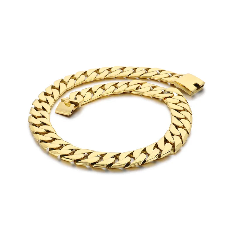 REBEL Men Hip Hop Stainless Steel Jewelry Set Cuban Links Fashion Bracelets Fashion Necklaces