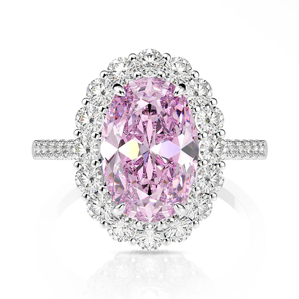 MuShan Jewelry Factory Luxurious White S925 Silver 3 Carat 8*12 High Carbon Diamond Ring From Europe and America