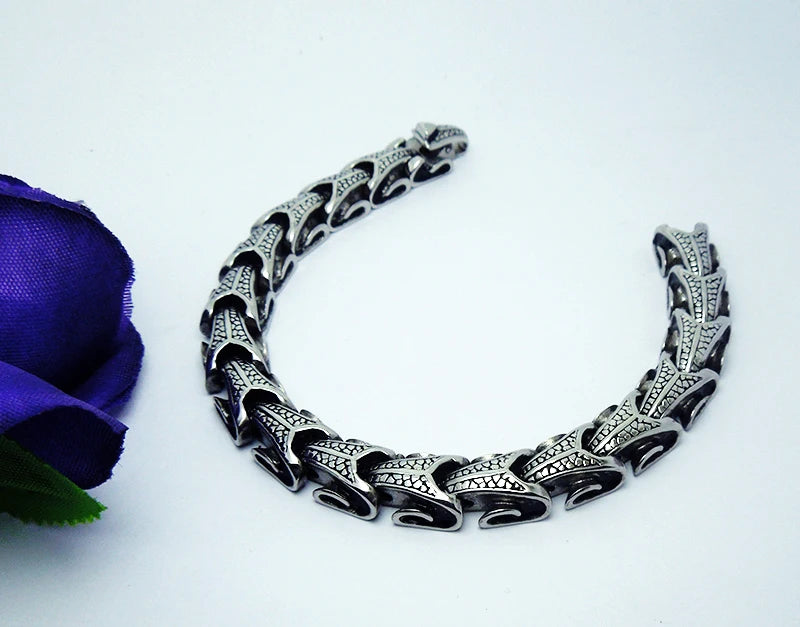REBEL VIKING Keel Chain Link Bracelet – Stainless Steel Silver