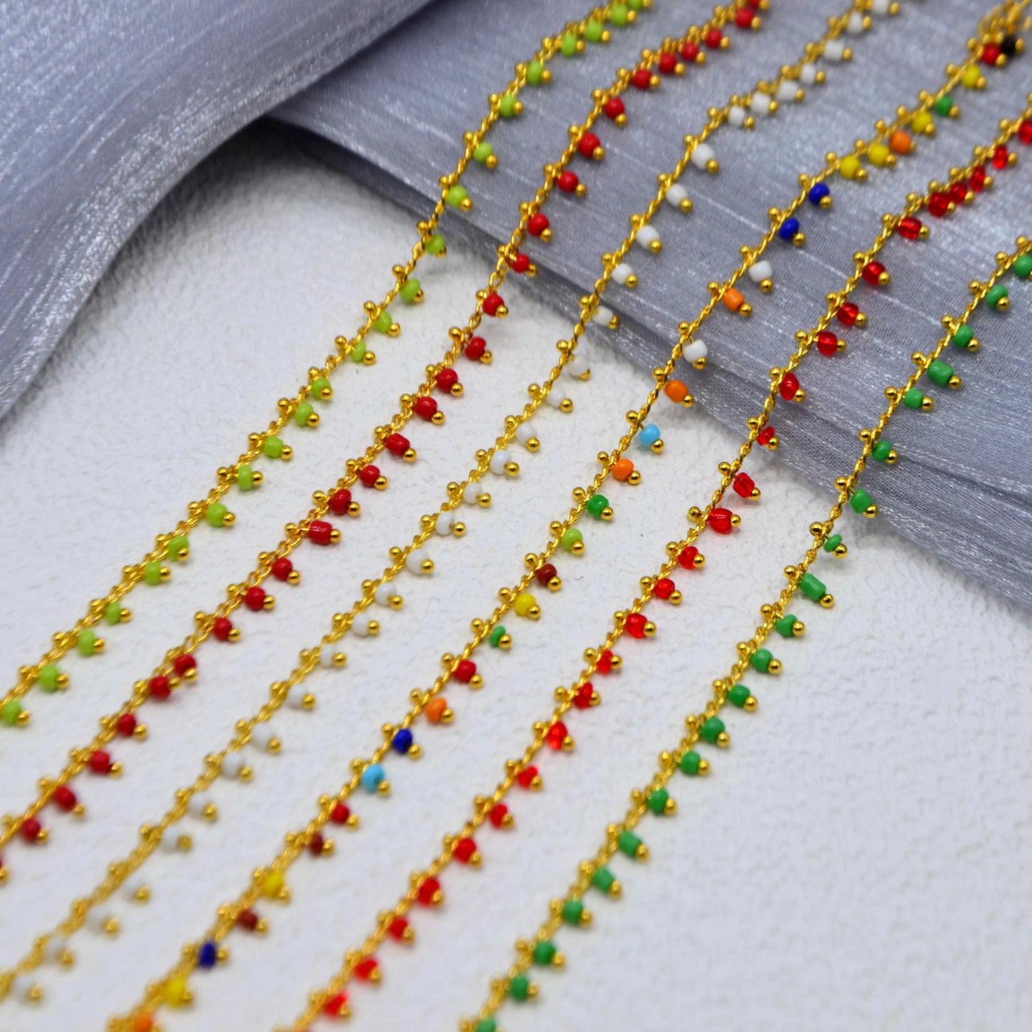 High-End Bohemian Style Light Luxury Stainless Steel Colored Rice Bead Anklet Cross-Border Fashion Trend Wholesale