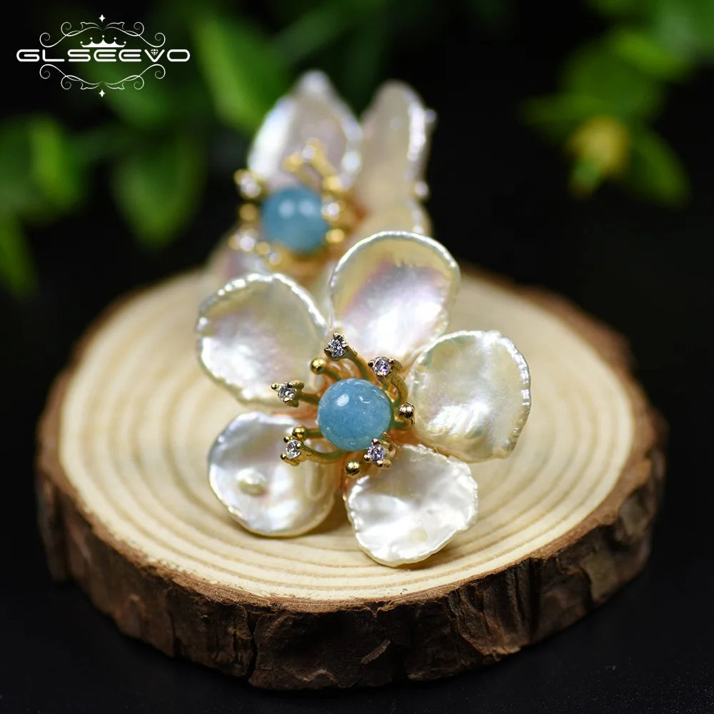 New Jewelry Yiwu Wholesale Natural Baroque Pearl Stud for Women Flower Earrings Korean Wholesale Bulk 18K Gold Plated Jewelry