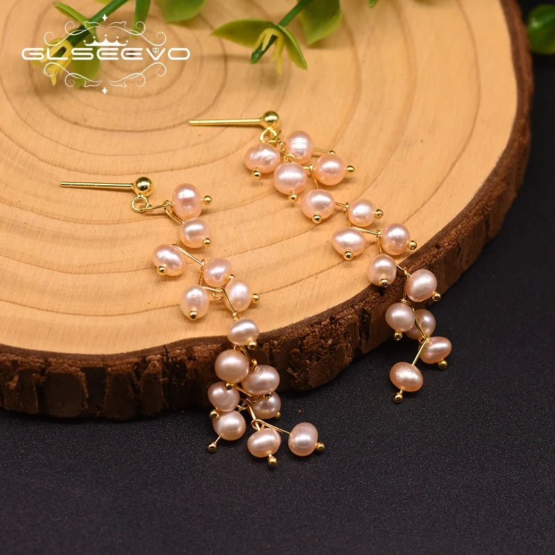 Natural Freshwater Pearl Handmade Long Tassel Drop Earrings for Women Engagement Fine Jewellery Joyero