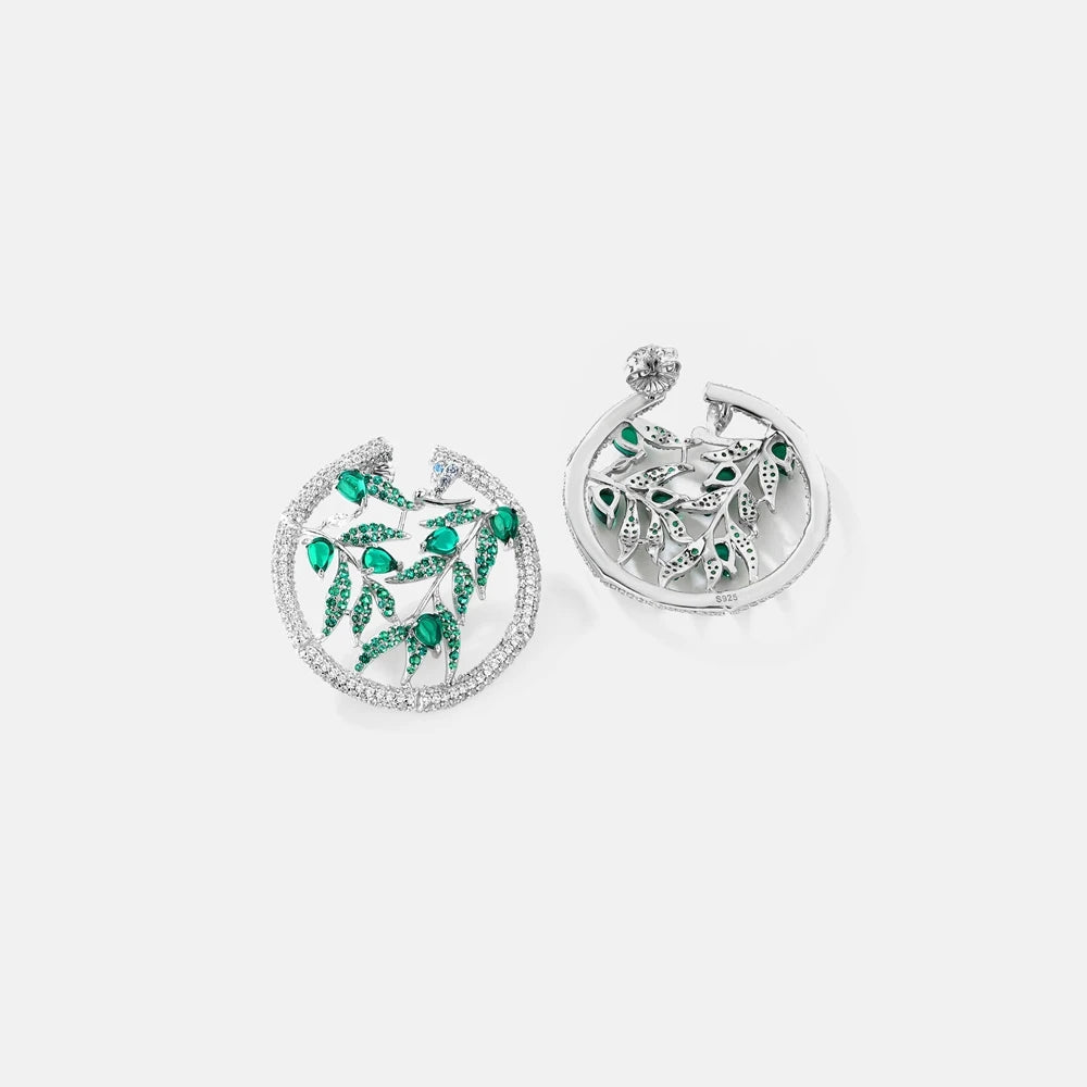 MUSHAN Jewelry Factory S925 Sterling Silver Earrings With Bamboo Leaf Shaped High Carbon Diamonds High End Accessory