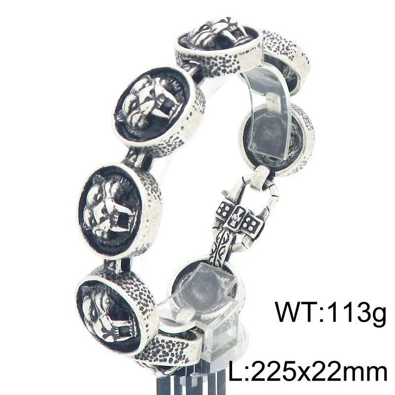KALEN Casting Tiger Head Round Blank Hip Hop Stainless Steel Jewelry Zodiac Bracelet for Men