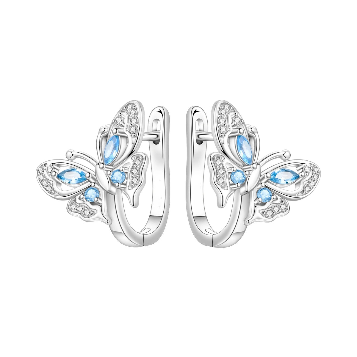 S&S Butterfly Zircon Drop & Stud Earrings | Silver Plated | S&S