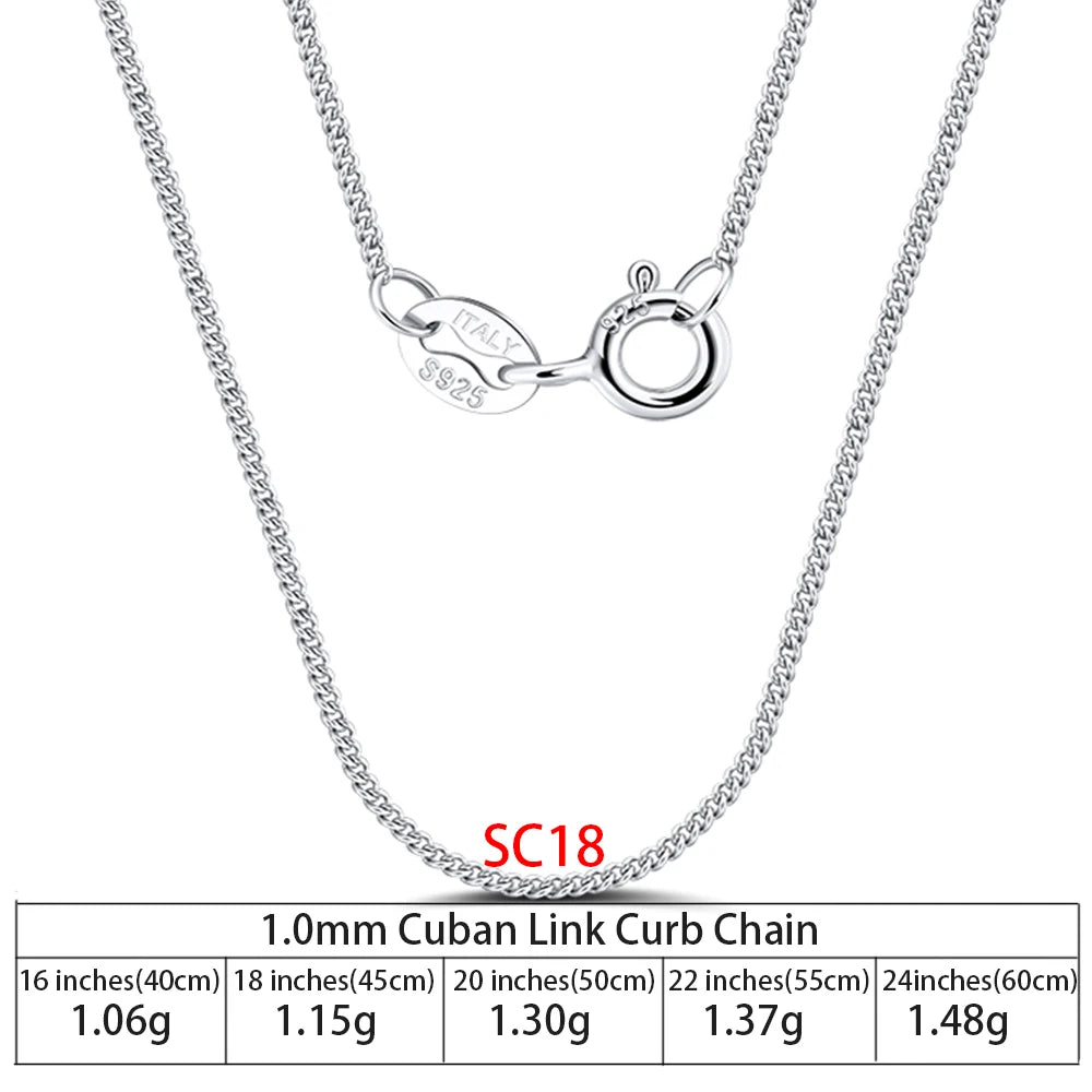 RINNTIN SC36 925 Sterling Silver Chains Hip Hop Jewelry 3.6/5/7mm Chunky Diamond-Cut Cuban Link Chain Necklace for Men Women