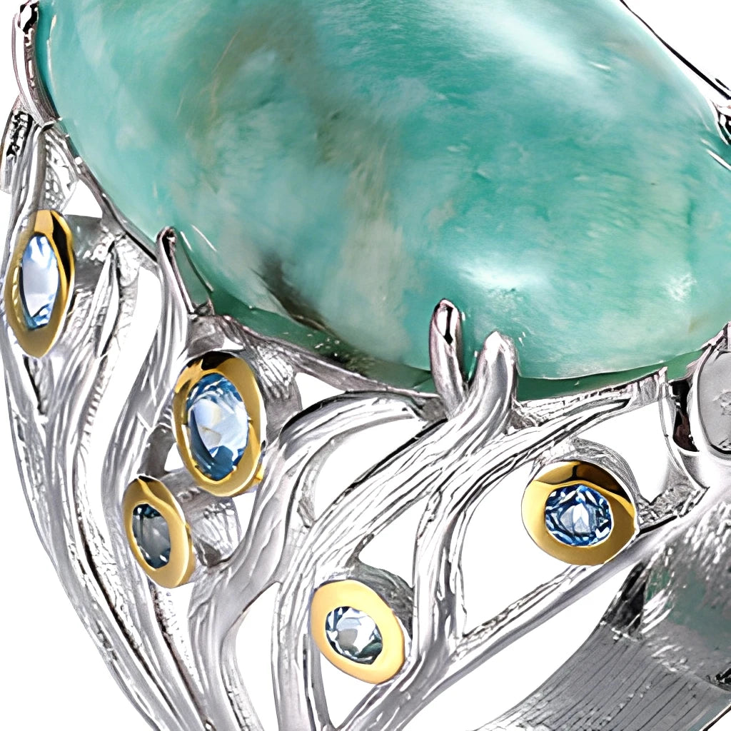 Jewelry Supplier Custom Design Blue Topaz 925 Sterling Silver Woman Luxury Fashion Jewelry Wedding Christmas Gift Rings