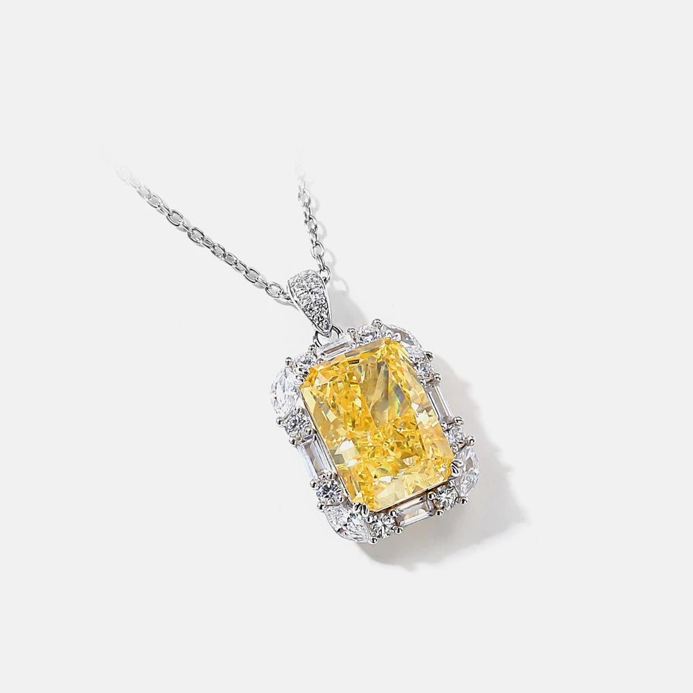 MUSHAN Jewelry Factory 925 Sterling Silver Necklace Pendant for Women Yellow High Carbon Diamond Gemstones Necklaces Jewelry