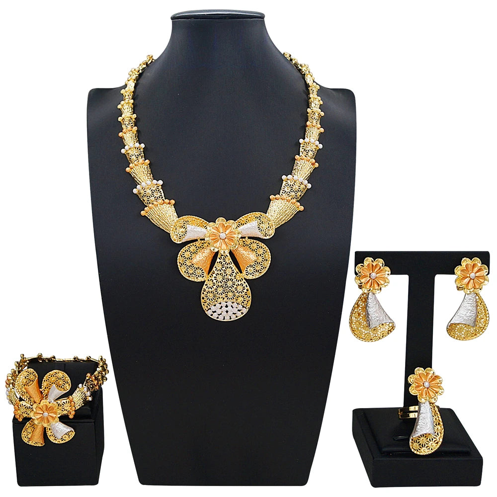 Zhuerrui Italy Brazil Gold Style Jewelry Set Fashion Vintage 24K High Quality Jewelry Sets Designer Wedding Party Jewelry 008120