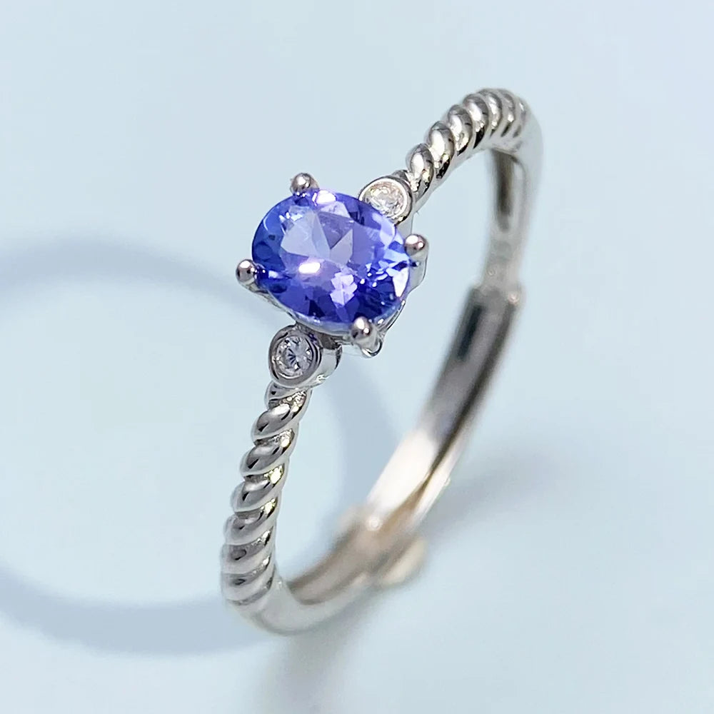 Low Price Natural Tanzanite S925 Silver Ring for Women Luxury Genuine Blue Gemstone Jewelry December Birthstone Party