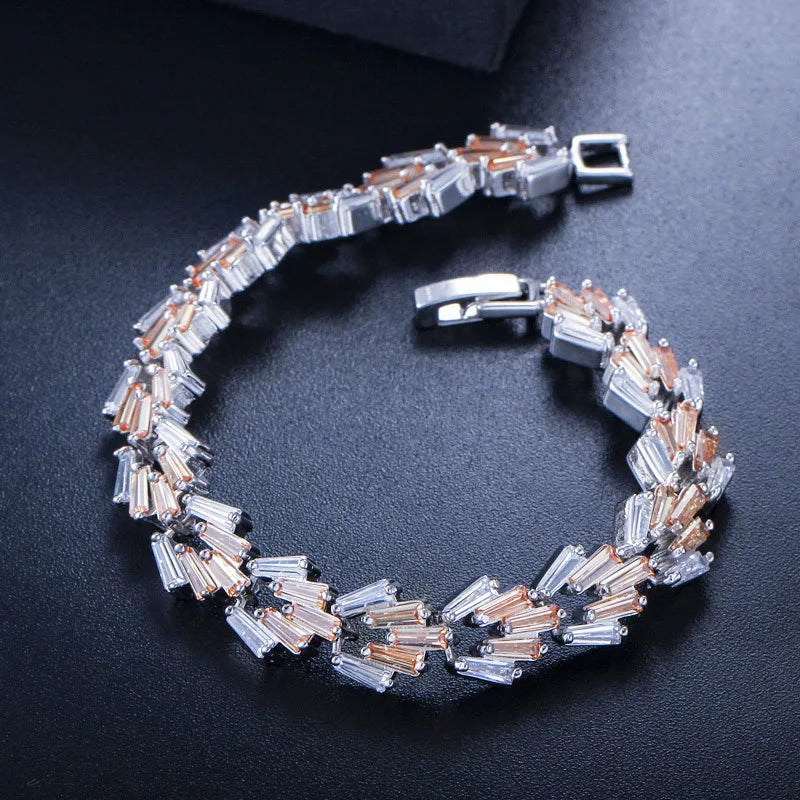 S&S CZ Trapezoid Tennis Bracelet – 5 Colours – Collection