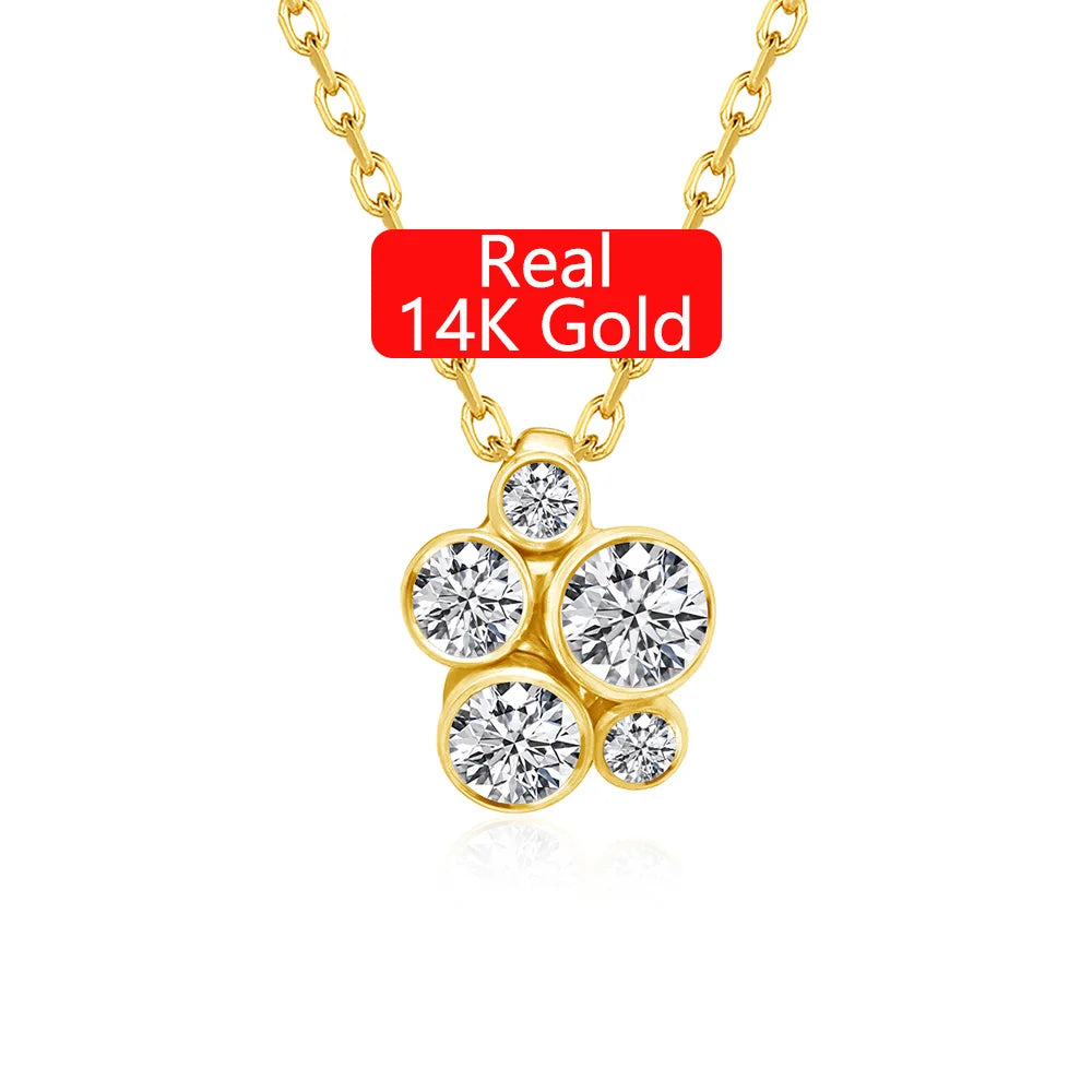 Gioiellieri Fine Jewelry Woman Birthday Engagement Gift 14K Gold Hollow Moissanite Irregular Personalized Flower Pendant