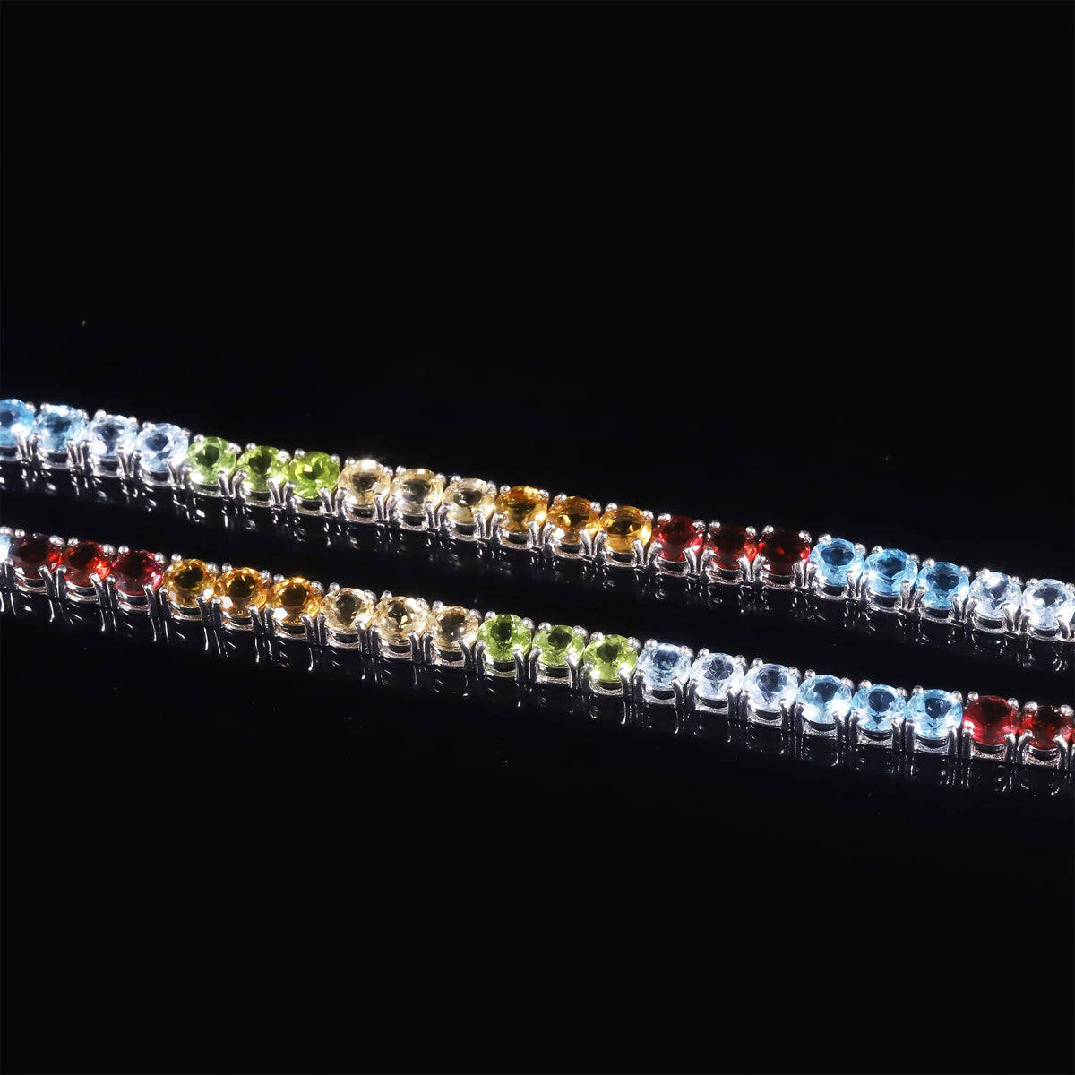 Gemfiori Abiding Western Fashion Unisex 925 Silver Hip Hop Jewelry Tennis Choker Rainbow Natural Gemstone Tennis Necklace 5mm 20IN