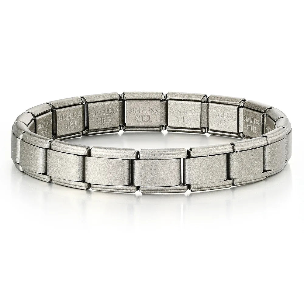 REBEL FASHIONISTA LAMOON Simple Colorful Width 9mm Elastic Link Chain Stainless Steel Bangle on Hand Jewelry DIY Making Italian Charm Bracelet