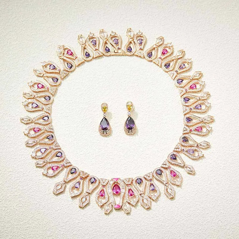 2025 New Necklace Earrings Elegant and Fashionable Brass Gold-plated Enamel Craftsmanship Women's Wedding Accessories