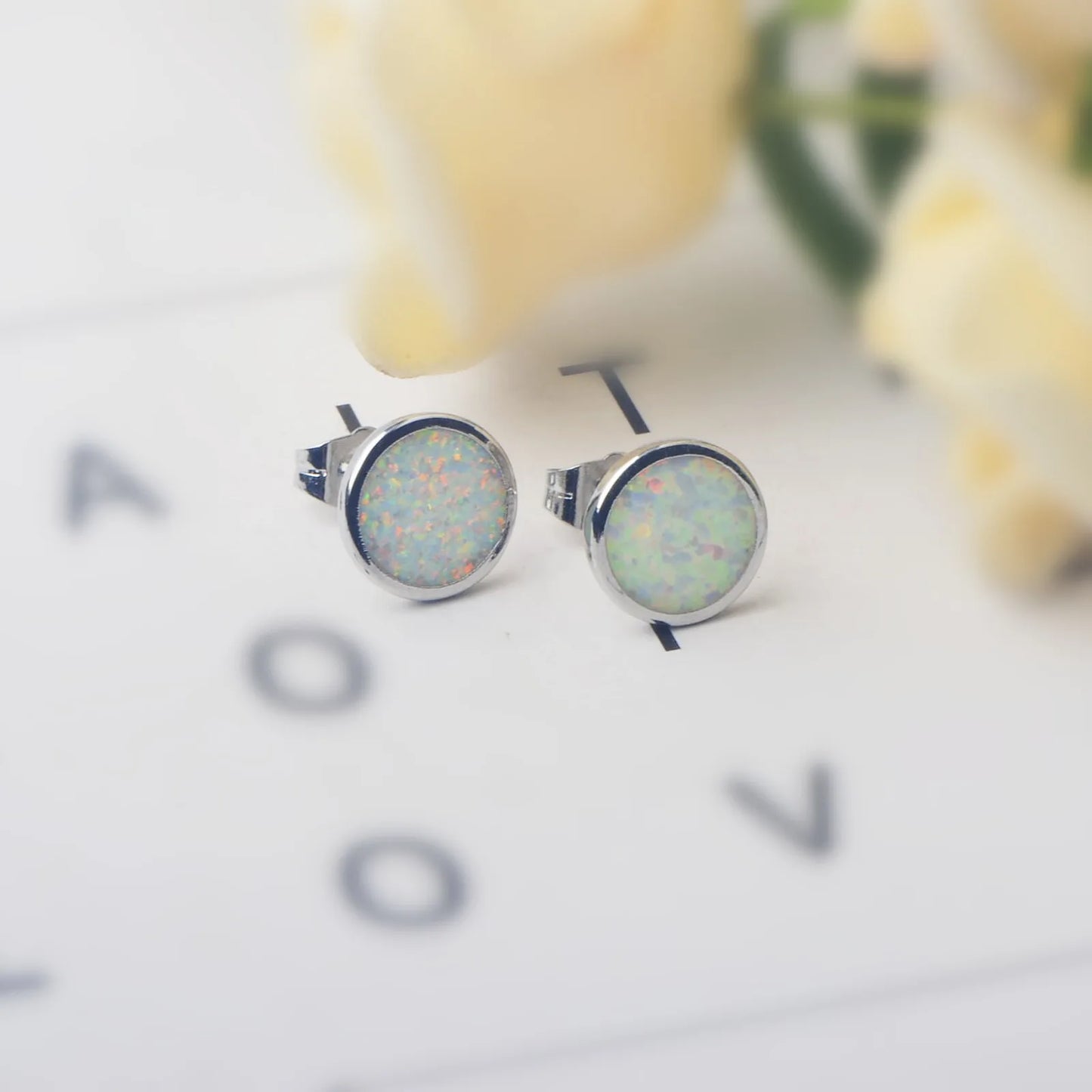 TikTok Trending Brass Blue Opal Pendant Earrings-Dainty Ball Design Perfect Gift for Fashion Girls