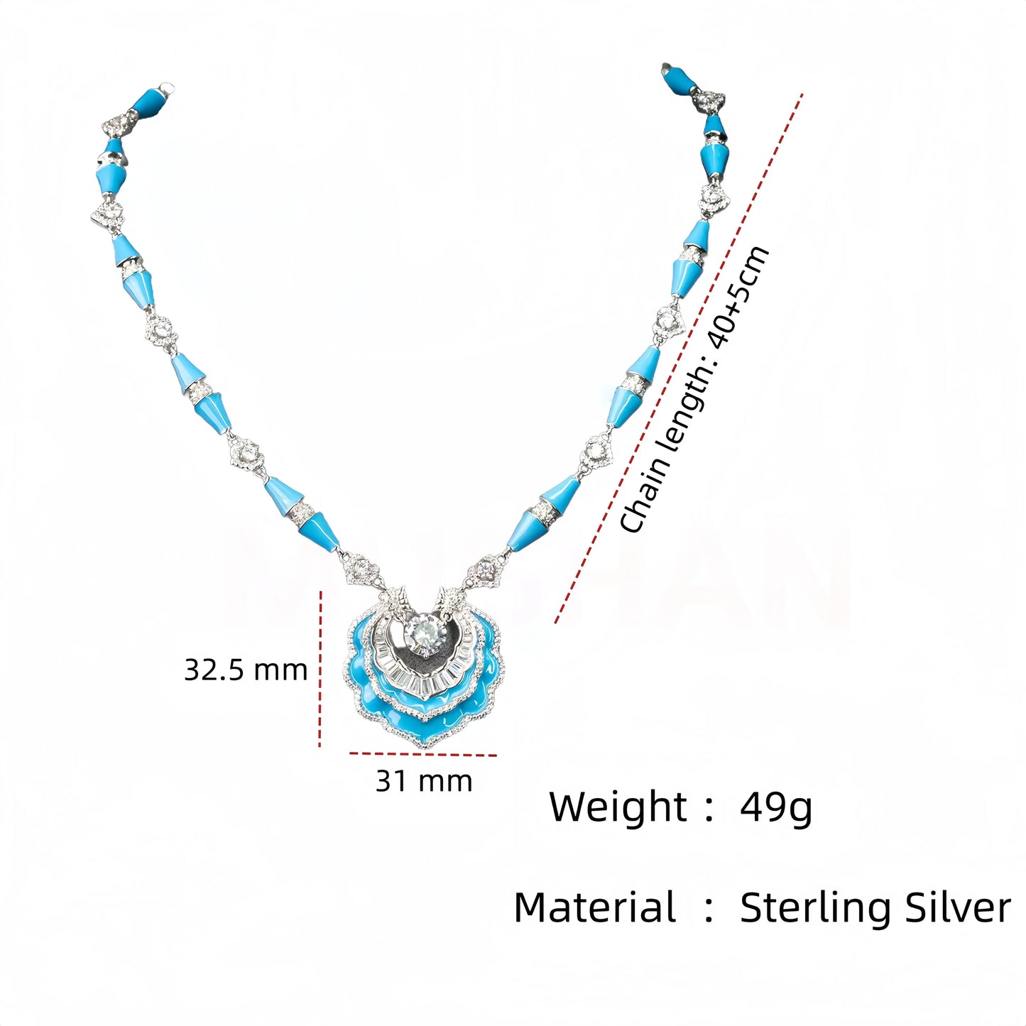 MUSHAN Jewelry Factory's Luxury High Carbon Diamond Synthetic Blue Pine Stone Pendant Necklace for Women 925 Silver for Weddings