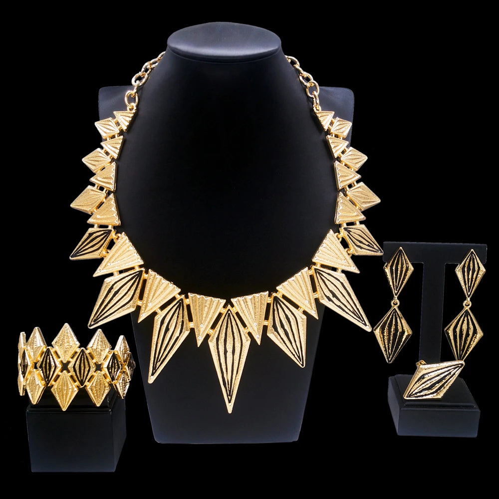 Zhuerrui Italian Gold Luxury Wedding Jewelry Sets Bridal Necklace Bracelet Earrings Ring Jewellery Set Cheap Fashion Gift H00637