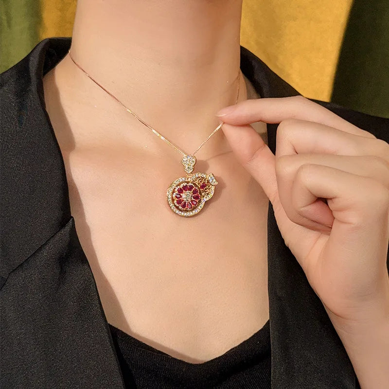 REDheart Certified Fashion Trendy 18K Gold Plated Flower Shape Zircon Copper Alloy Women's Wedding Jewelry Set