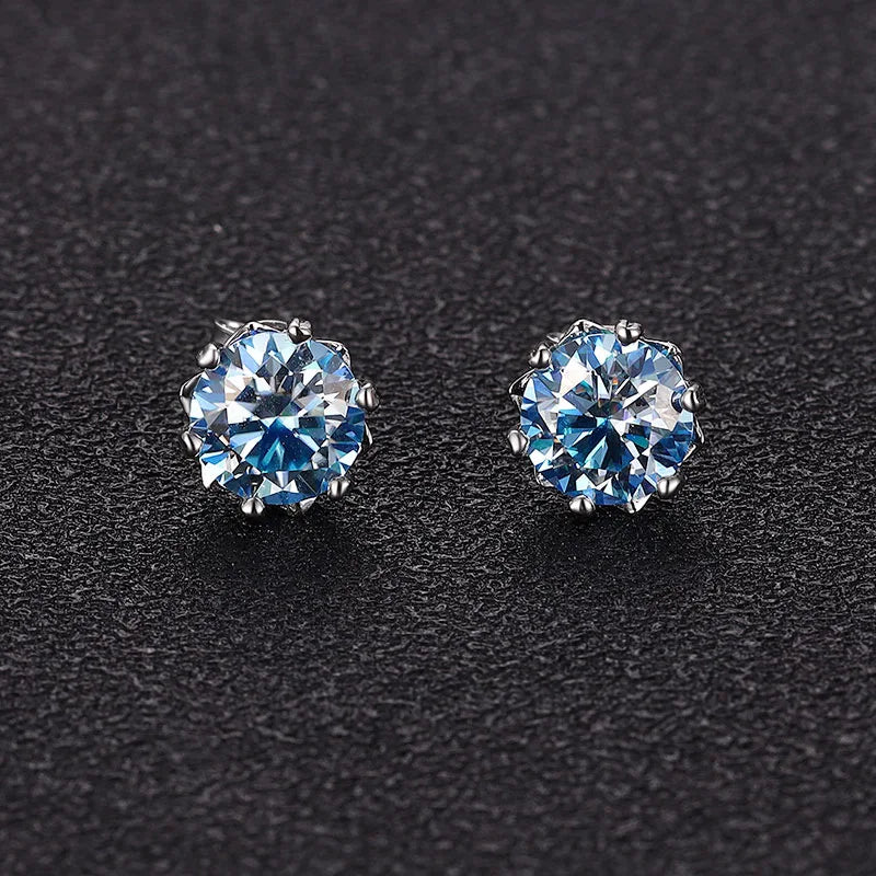 ArtistA Factory Jewelry 0.3-1CT Sparkling Round Moissanite Snowflake-Claw-Set Butterfly-Clutch 925 Silver Everyday Elegance Stud Earring