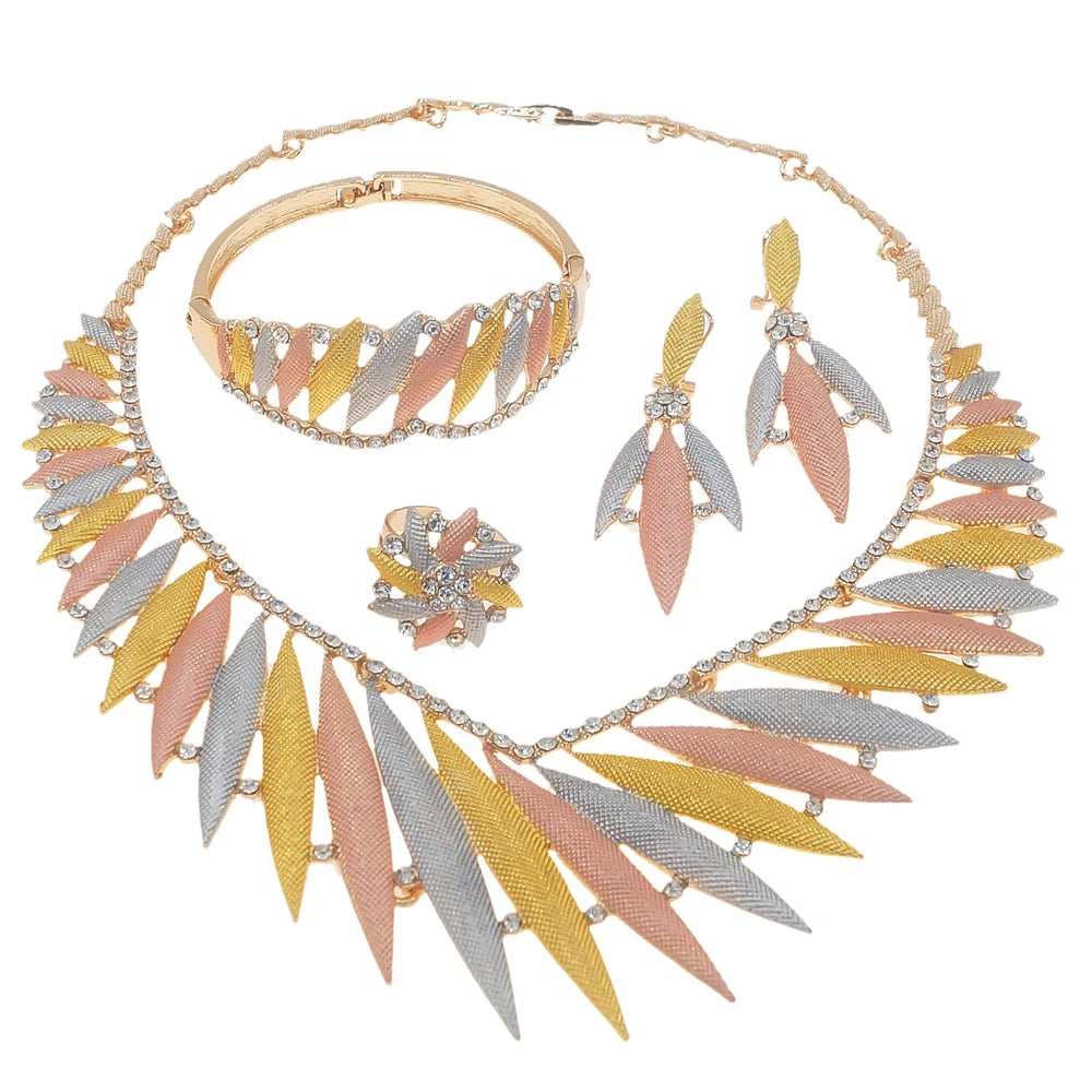 Zhuerrui Brazil Gold Designer Wedding Jewellery Set Nigerian 18k Gold Plated Jewelry Set Fashion Necklaces Jewelry Sets