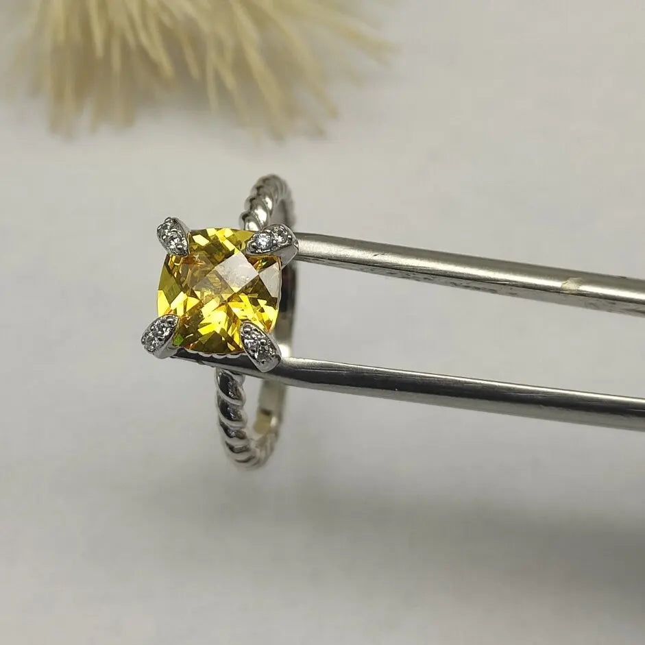 FASHIONISTA DY High-Quality Silver-Plated Diamond-Set Rings, Gold-Plated Colored Gemstone-Set Rings, Jewelry
