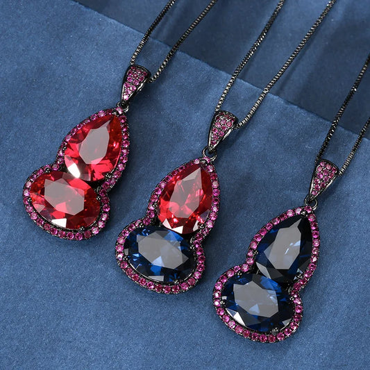 S&S New Personalized and Fashionable Gourd Droplet Shaped Red Pendant with a Light Luxury and Exquisite Necklace Temperament