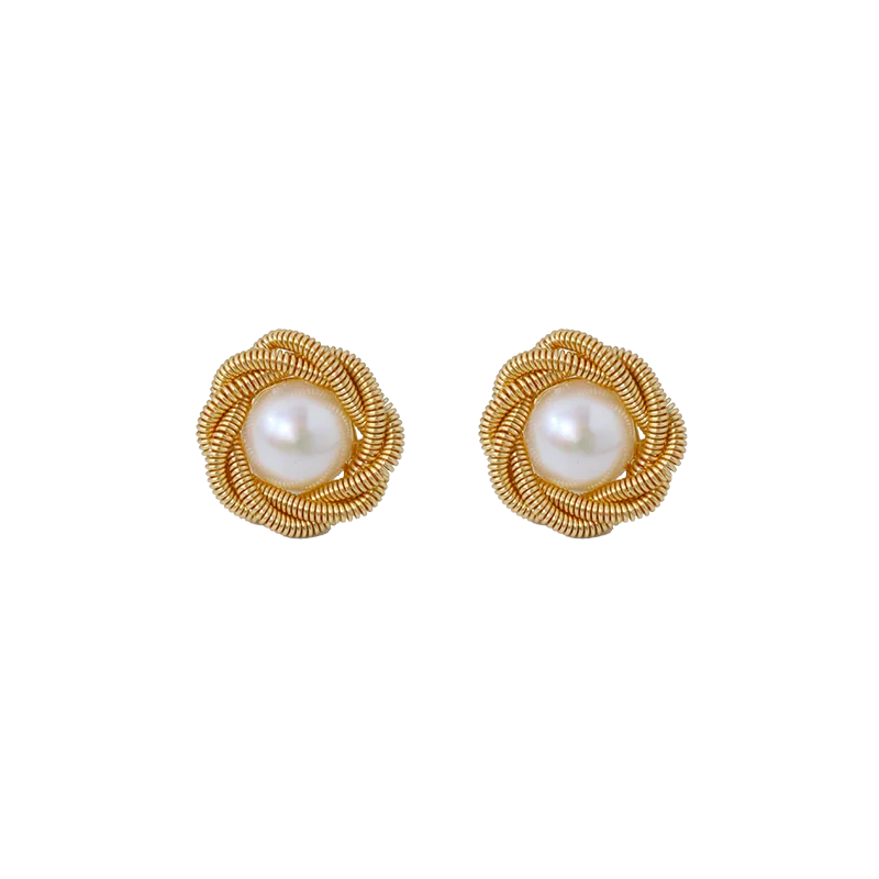 Natural Freshwater Pearl Gold Wire Lace Earrings Korean Style Women Luxury Jewelry Fashion Ladies and Girls Gift GE1566