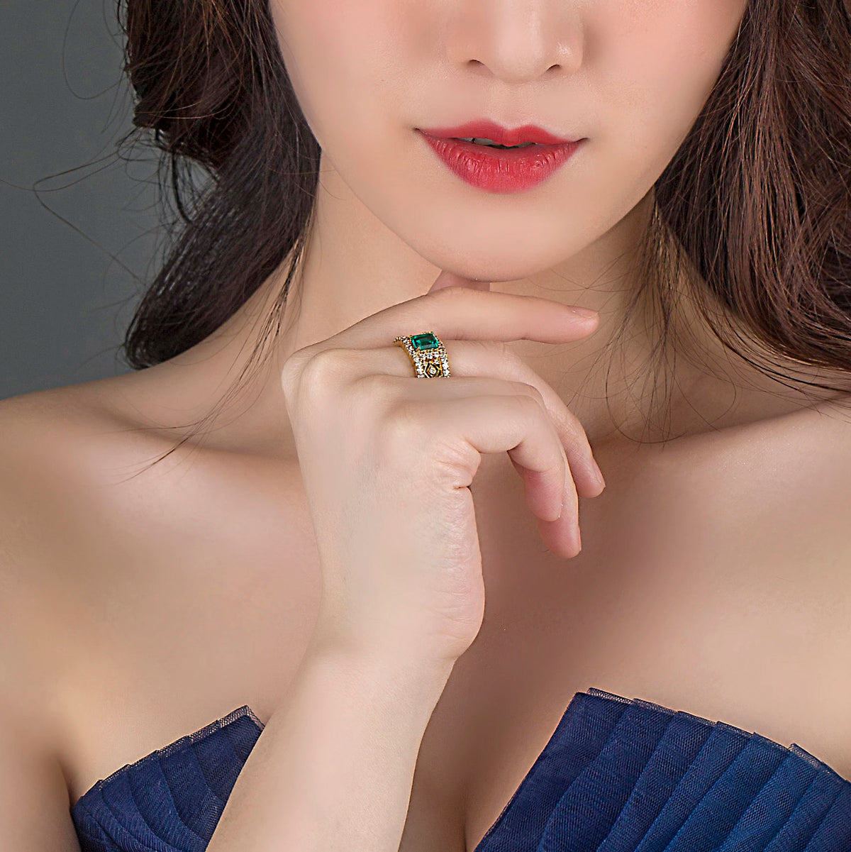 Gemfiori Messi Jewelry Ring Gold Fashion Woman Gift Emerald Customs of the Western Regions Wedding Party Unisex Engagement Ring