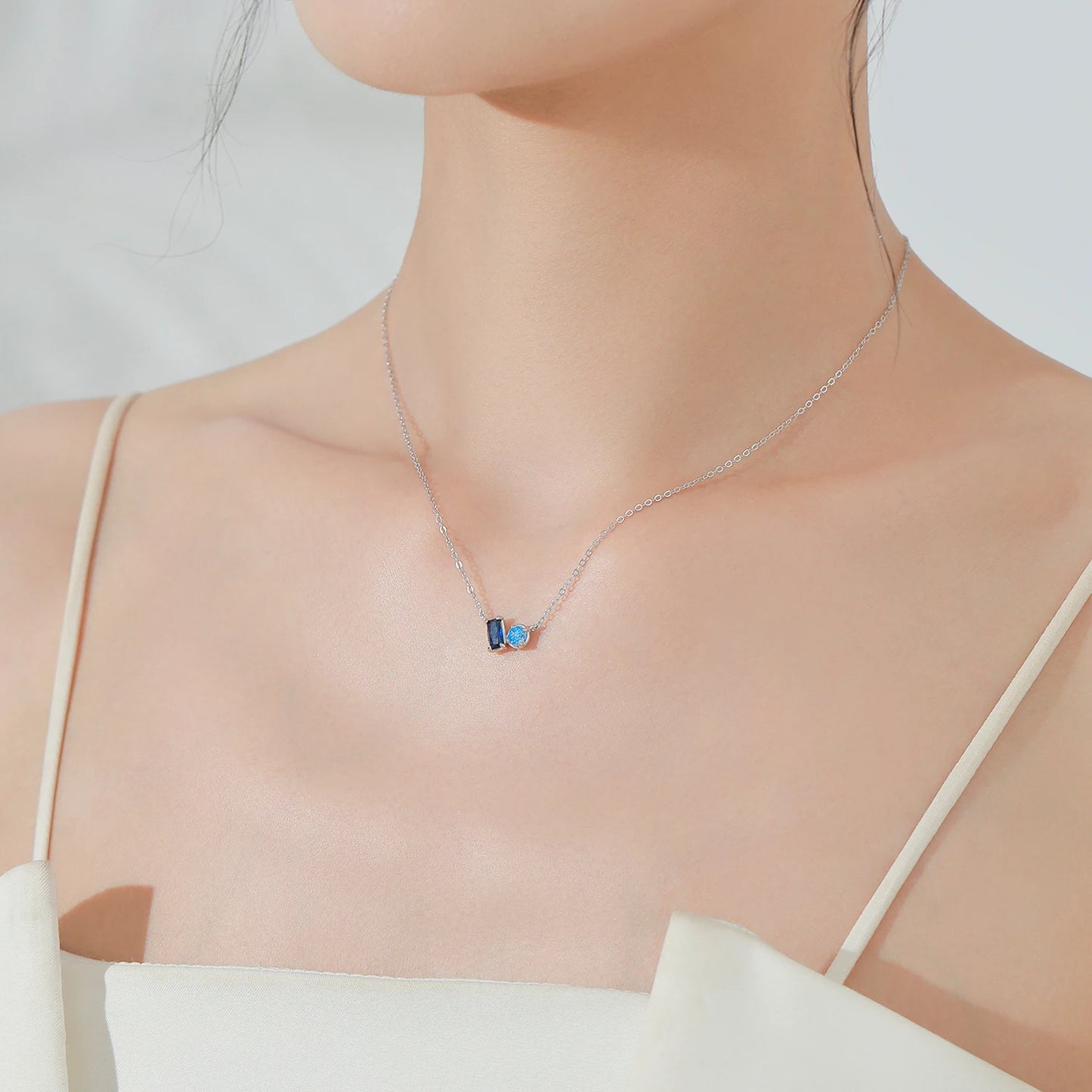 Ailmay 925 Sterling Silver Blue Series Zircon Jewelry Set for Women Wedding Engagement Jewelry